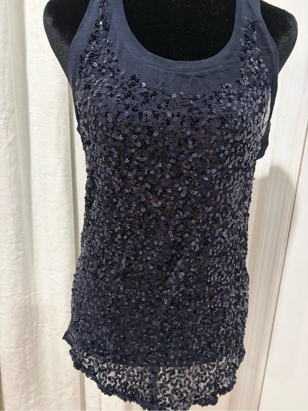 Armani Exchange Navy Sequin Tank Top